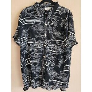 Dress U II By Sharon Crinkle Top Women Sz 18 Black White Abstract